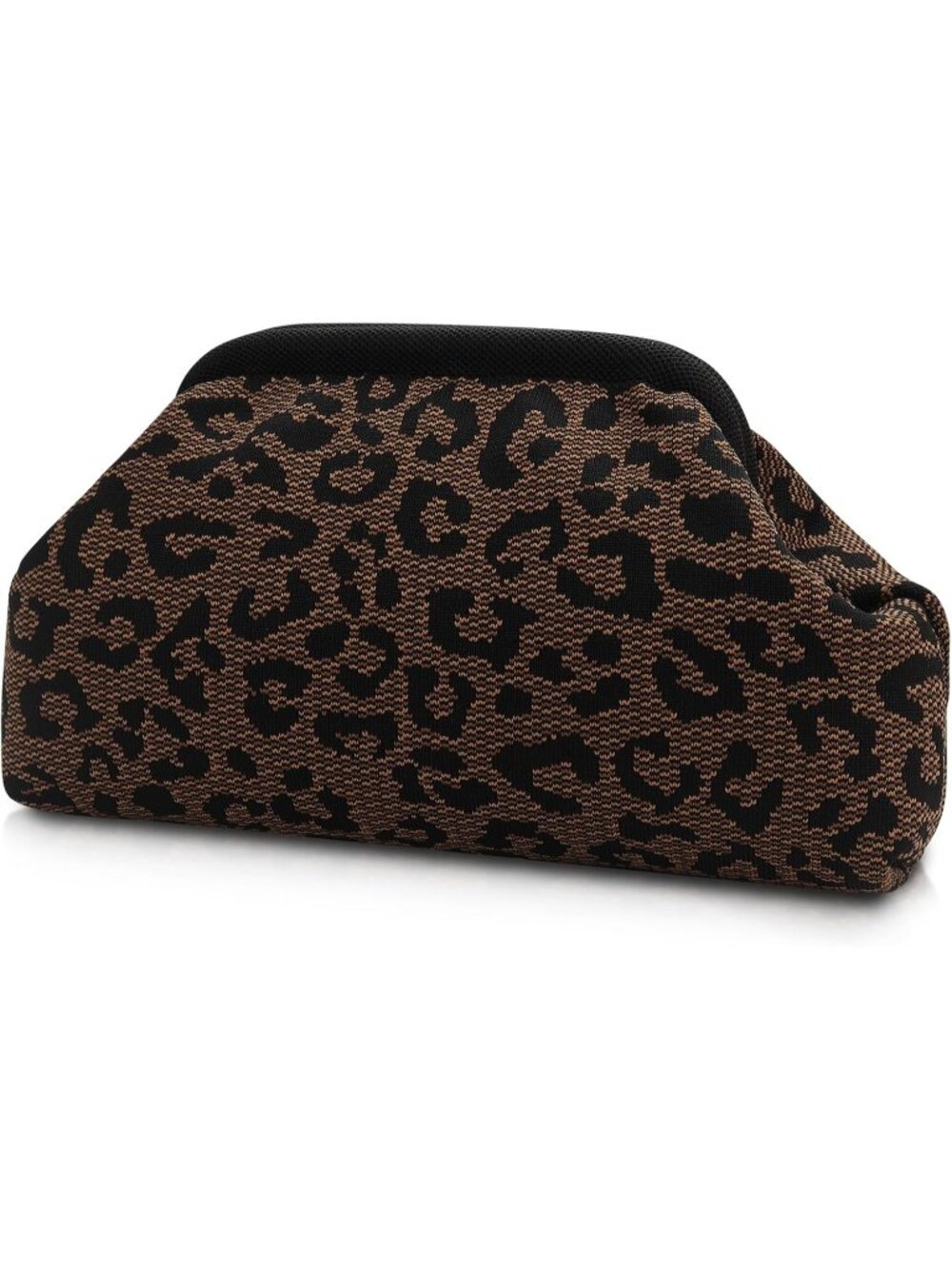 Women's Black Brown Woven Clutch Purse Striped Dumpling Crochet Beach Handbag